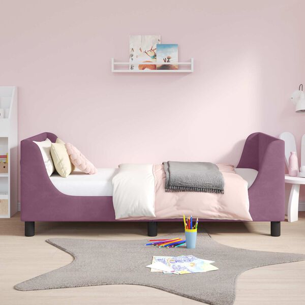 vidaXL Barnsängram med sänggavel Lila 80 x 160 cm Sammet