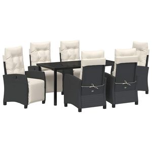 vidaXL Tr&auml;dg&aring;rdsm&ouml;belset med kudde 7 pcs Svart konstrotting