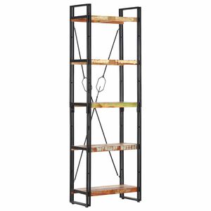vidaXL Bokhylla med 5 hyllor 60x30x180 cm massivt &aring;tervunnet tr&auml;