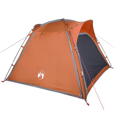 vidaXL Campingtält 4 personer grå och orange snabbrest vattentätt