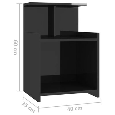 vidaXL Sängbord 2 st svart högglans 40x35x60 cm konstruerat trä