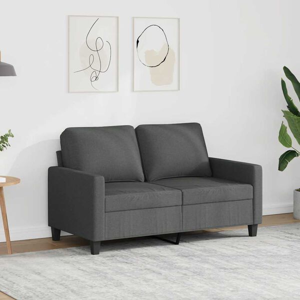 vidaXL Soffa 2-sits m&ouml;rkgr&aring; 120 cm tyg