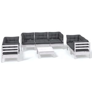 vidaXL Loungegrupp med dynor 8 delar massiv furu