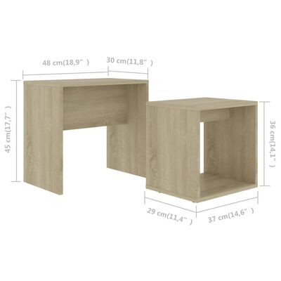 vidaXL Soffbord set sonoma-ek 48x30x45 cm konstruerat trä