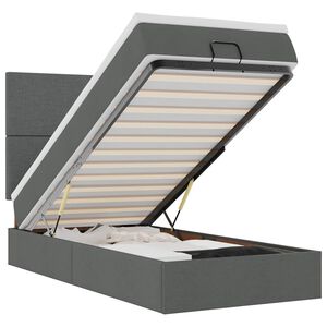vidaXL Ottomansk s&auml;ng med madrass och LED-lampor m&ouml;rkgr&aring; 90x200 cm tyg