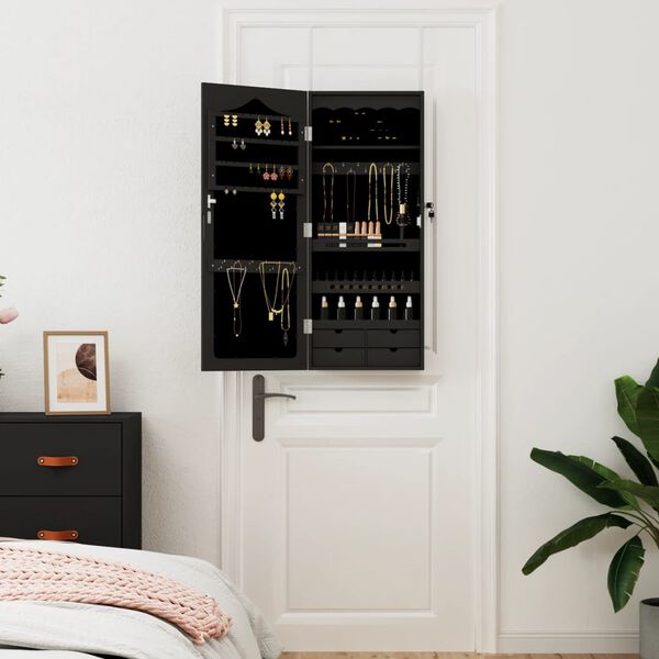 vidaXL Spegelsk&aring;p svart v&auml;ggmonterat 30x8,5x90 cm