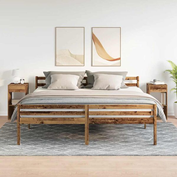 vidaXL S&auml;ngbord 2 st med l&aring;da &aring;ldrat tr&auml; 35x34x66,5 cm