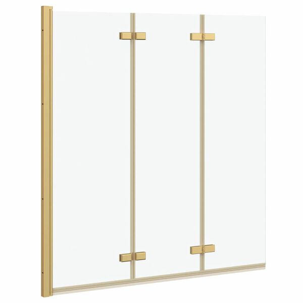 vidaXL Duschavskärmning Guld 130 x 138 cm ESG-glas och aluminium