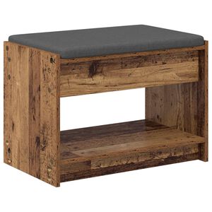 vidaXL Hallb&auml;nk Gammalt tr&auml; 63 x 38 x 45 cm Konstruerat Tr&auml; och Tyg