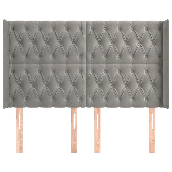 vidaXL Sänggavel med kanter ljusgrå 163x16x118/128 cm sammet