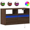 vidaXL V&auml;ggmonterad tv-b&auml;nk LEDs brun ek 80x31x45 cm