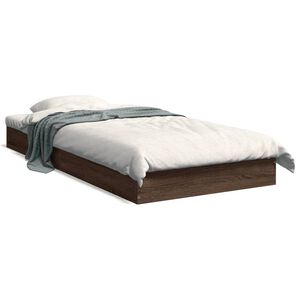 vidaXL S&auml;ngram utan madrass brun ek 75x190 cm konstruerad tr&auml;