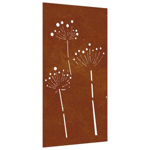 vidaXL V&auml;ggdekoration 105x55 cm rosttr&ouml;gt st&aring;l blomdesign