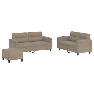 vidaXL Soffgrupp med kuddar 3 delar taupe mikrofibertyg