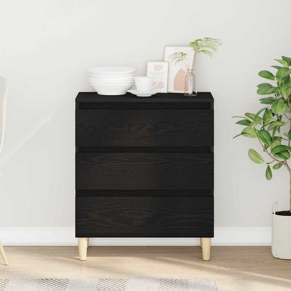 vidaXL Sideboard med låda Svart Ek 60 x 35 x 70 cm Konstruerat trä
