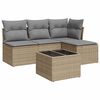 vidaXL Soffgrupp f&ouml;r tr&auml;dg&aring;rden med dynor 5 delar beige konstrotting