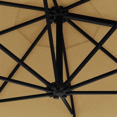 vidaXL Väggmonterat parasoll med metallstång 300 cm taupe