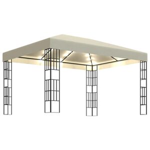 vidaXL Paviljong med ljusslinga LED 3x4 m gr&auml;ddvit