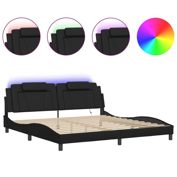 vidaXL Bed Frame "Viana" with LED without Mattress Black 200x200 cm