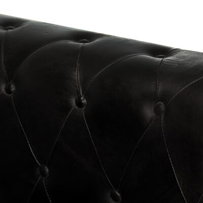vidaXL Chesterfieldfåtölj svart äkta läder