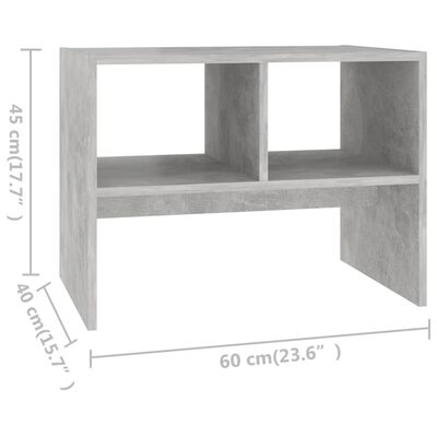 vidaXL Sidobord betonggrå 60x40x45 cm konstruerat trä