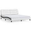 vidaXL Bed Frame without Mattress "Hvar" White and Black 180x200 cm Faux Leather