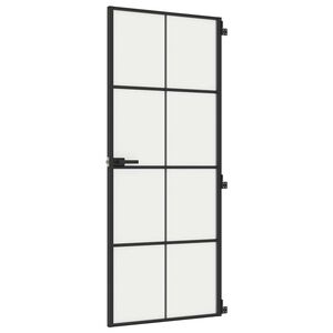 vidaXL Innerd&ouml;rr svart 83x201,5 cm h&auml;rdat glas och aluminium slim