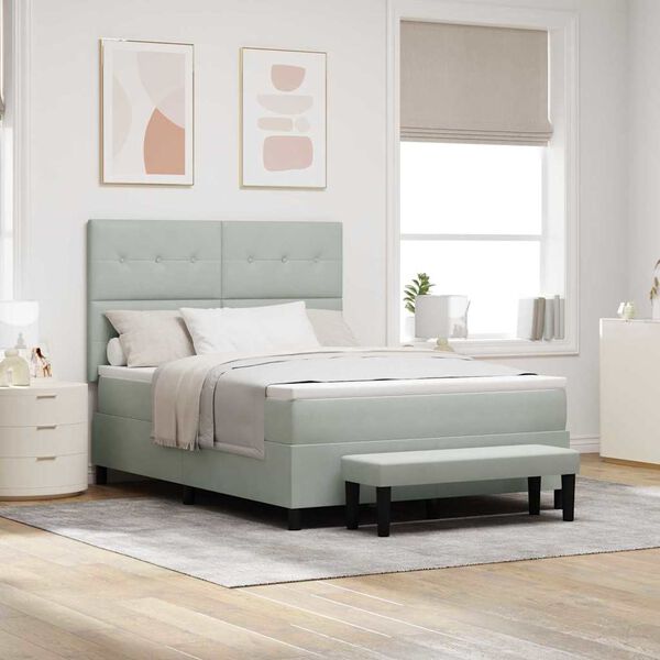 vidaXL B&auml;ddfj&auml;der med madrass Ljusgr&aring; 140 x 190 cm Sammet