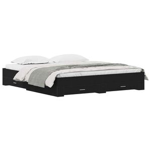 vidaXL S&auml;ngram med l&aring;da Svart Ek 180 x 200 cm Konstruerat tr&auml;