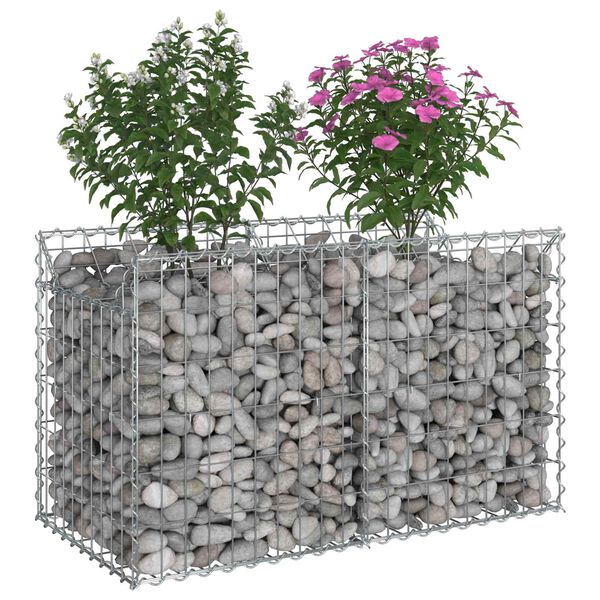 vidaXL Gabion upph&ouml;jd s&auml;ng Silver 100 x 50 x 60 cm Galvaniserat St&aring;l