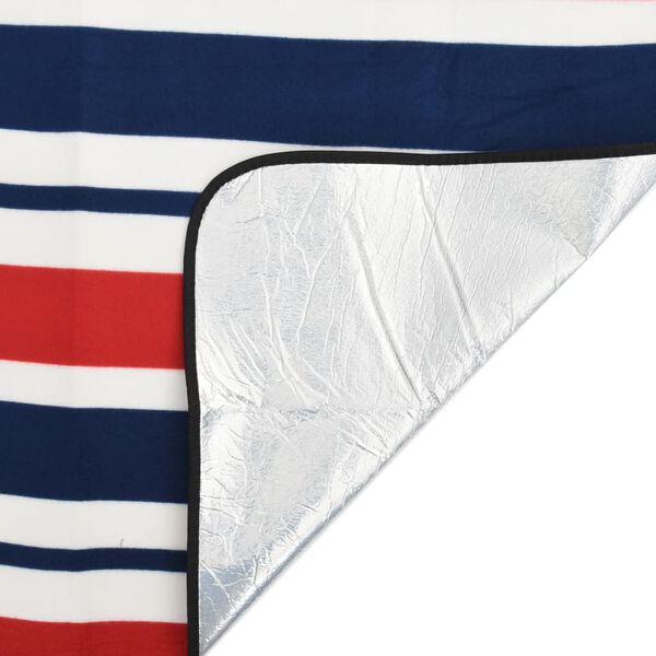 vidaXL Picknickfilt vikbar r&ouml;d och bl&aring; randig 200x200 cm sammet