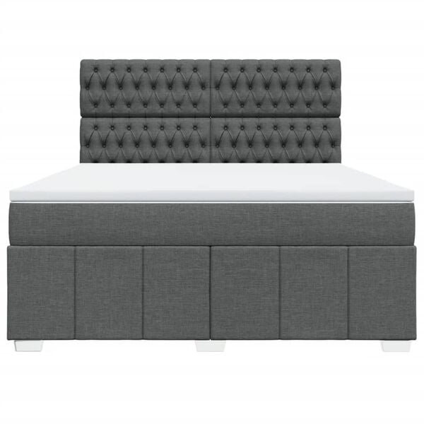 vidaXL Rams&auml;ng med madrass m&ouml;rkgr&aring; 180x200 cm tyg