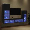vidaXL TV V&auml;gg Enheter V&auml;ggmonterad 4 pcs Svart Ek Konstruerat tr&auml;