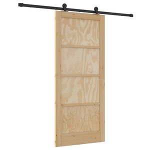 vidaXL Skjutd&ouml;rr Naturlig och svart 86 x 198,5 cm Massiv furu