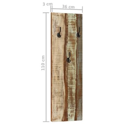 vidaXL Klädhängare väggmonterad 2 st 36x3x110 cm återvunnet trä