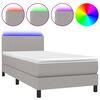 vidaXL Rams&auml;ng med madrass & LED ljusgr&aring; 90x200 cm tyg