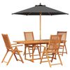 vidaXL Uteplatsmatbord med parasoll 6 st 4-sits Antracit och Natur