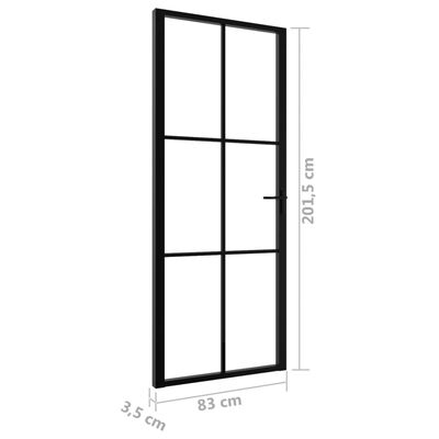 vidaXL Innerdörr ESG-glas och aluminium 83x201,5 cm svart