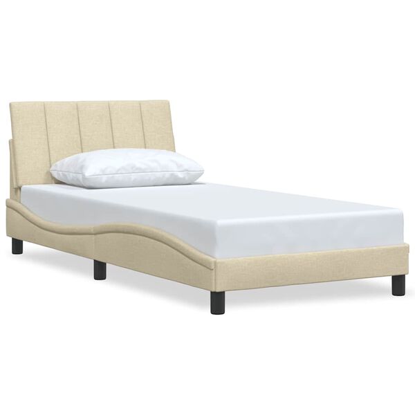 vidaXL Bed Frame without Mattress "Hanko" Cream 100x200 cm Fabric