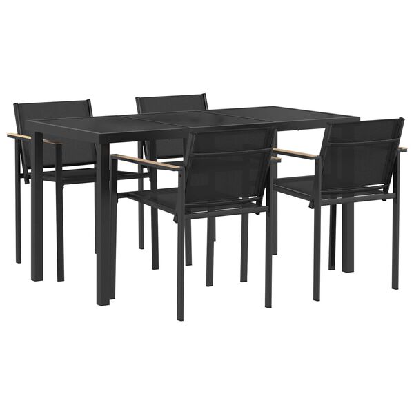 vidaXL Utem&ouml;belset 5 pcs Svart och Anthracit 140 x 70 x 73 cm