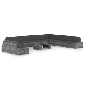 vidaXL Loungegrupp f&ouml;r tr&auml;dg&aring;rden 11 delar gr&aring; konstrotting