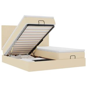 vidaXL Ottoman s&auml;ngram med madrasser gr&auml;ddvit 200x200 cm tyg