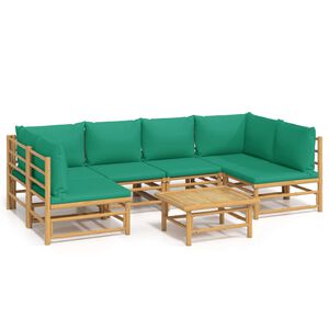 vidaXL Loungegrupp 7 delar gr&ouml;na dynor bambu