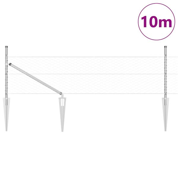 vidaXL Staket med stolpar Silver 0.5 x 10 m PVC-belagd st&aring;l