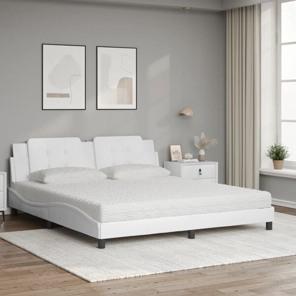 vidaXL Bed with Mattress "Zadar" White 180x200 cm Faux Leather