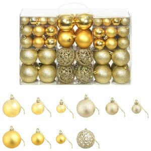 vidaXL Julgranskulor 100 delar set 3/4/6 cm guld