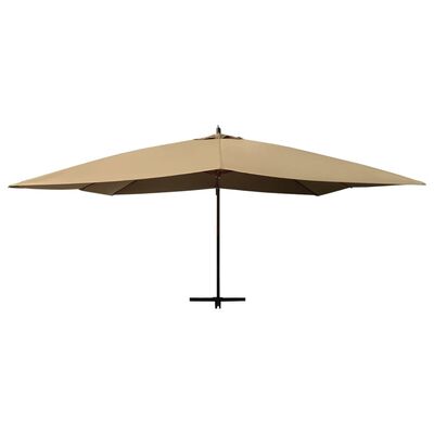 vidaXL Frihängande parasoll med trästång 400x300 cm taupe