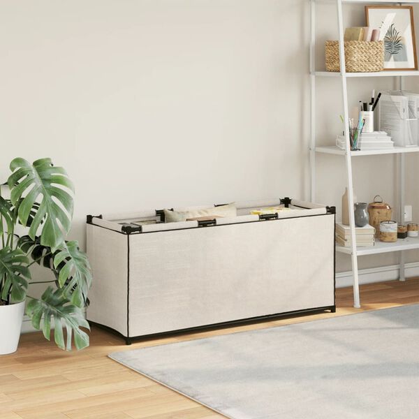 vidaXL Förvaringslåda gräddvit 105x34,5x45 cm tyg