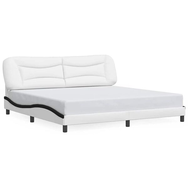 vidaXL Bed Frame without Mattress "Hvar" White and Black 200x200 cm Faux Leather