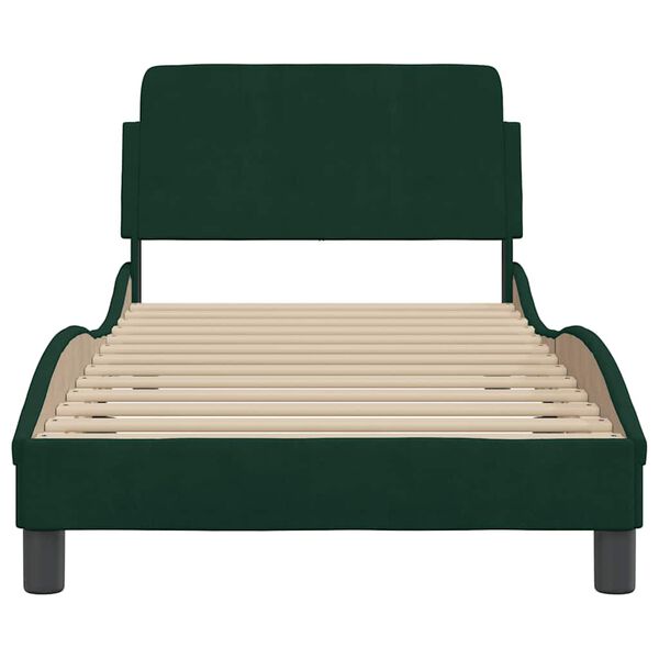 vidaXL Bed Frame "Dover" Dark Green 90x200 cm Velvet